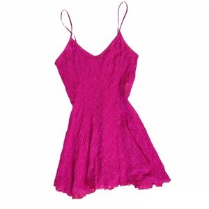 Vintage Victoria’s Secret Pink Fairy Babydoll Slip Floral Mesh Lingerie Chemise